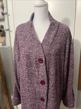 Cozy Purple Bouclé Button Cardigan